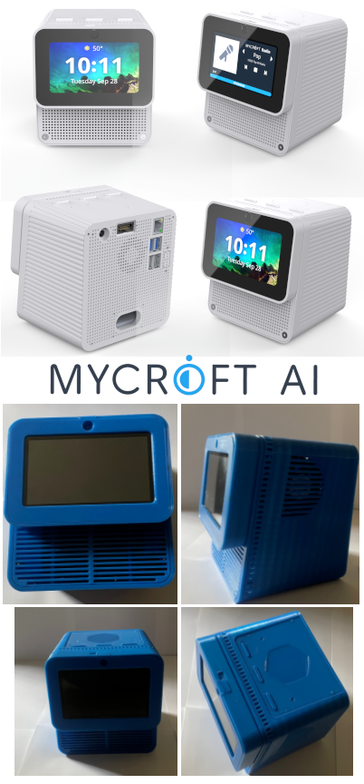 Mycroft II, 8 photos, 4 each of standard white and of DIY blue